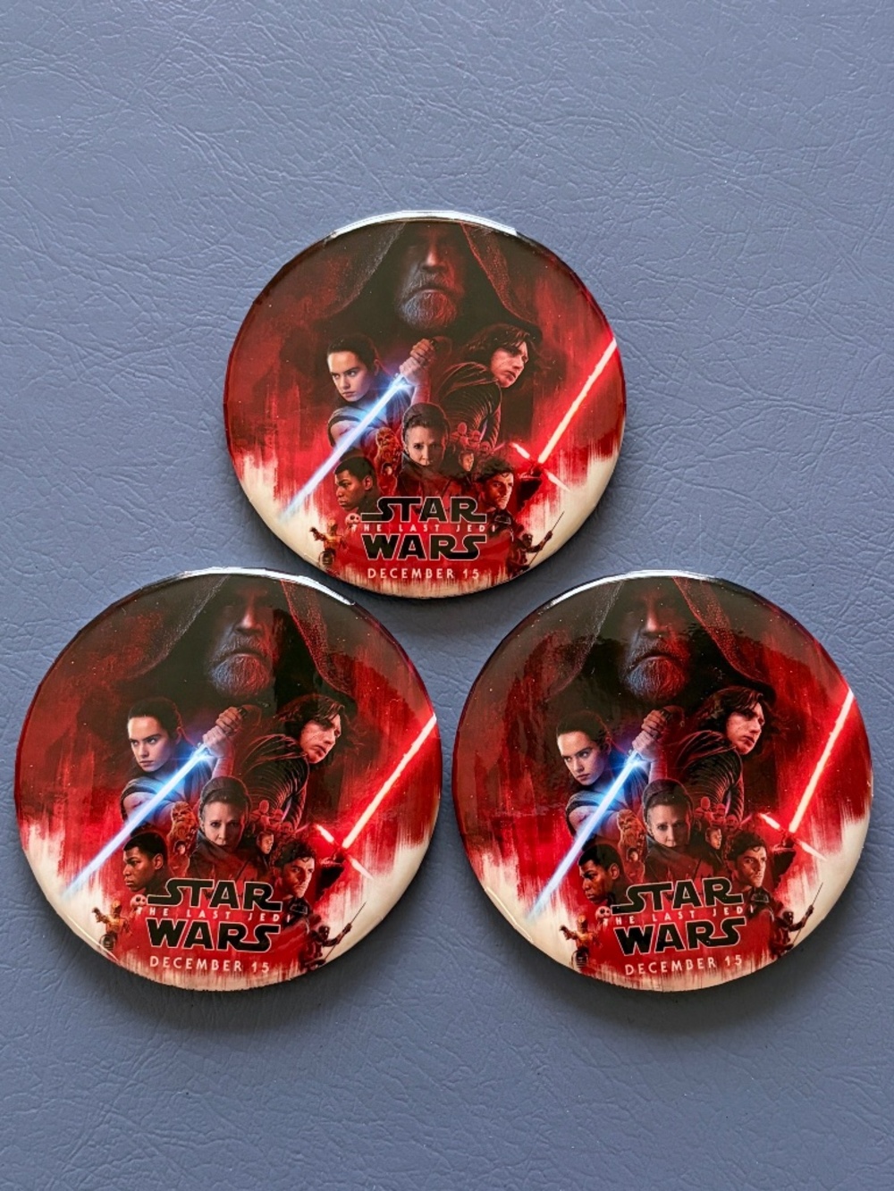 3 Star Wars Disney The Last Jedi Buttons Pins 2017 Lucasfilm